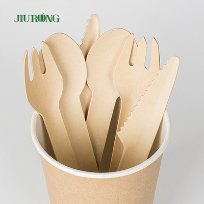 Flatware μαχαιροπήρουνων συνήθειας βιοδιασπάσιμο μίας χρήσης σύνολο κουταλιών δικράνων μαχαιριών βαγάσσης ζαχαροκάλαμων