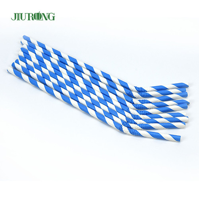 Βιοδιασπώμενο χαρτί Bendy Drinking Straws Μπλε ρίγες κατηγορίας τροφίμων