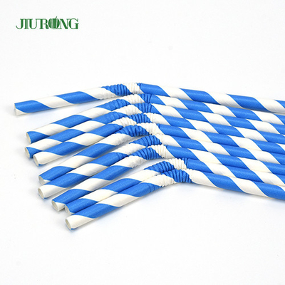 Βιοδιασπώμενο χαρτί Bendy Drinking Straws Μπλε ρίγες κατηγορίας τροφίμων
