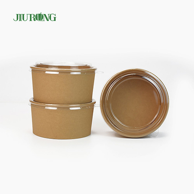 1100ml Φιλικό προς το περιβάλλον Μπολ Σαλάτα από χαρτί Kraft Μίας χρήσης με καπάκι PET