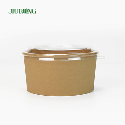 1100ml Φιλικό προς το περιβάλλον Μπολ Σαλάτα από χαρτί Kraft Μίας χρήσης με καπάκι PET