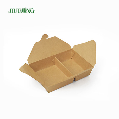 Βιοδιασπώμενα δοχεία τροφίμων Kraft 1480ml μιας χρήσης από χαρτί με καπάκι