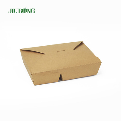 Βιοδιασπώμενα δοχεία τροφίμων Kraft 1480ml μιας χρήσης από χαρτί με καπάκι